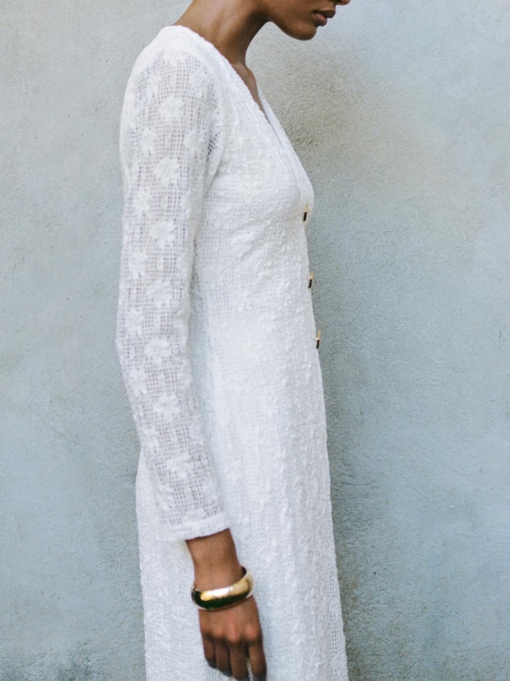 Zara white boho crochet long sleeves midi dress NWT - Picture 3 of 13